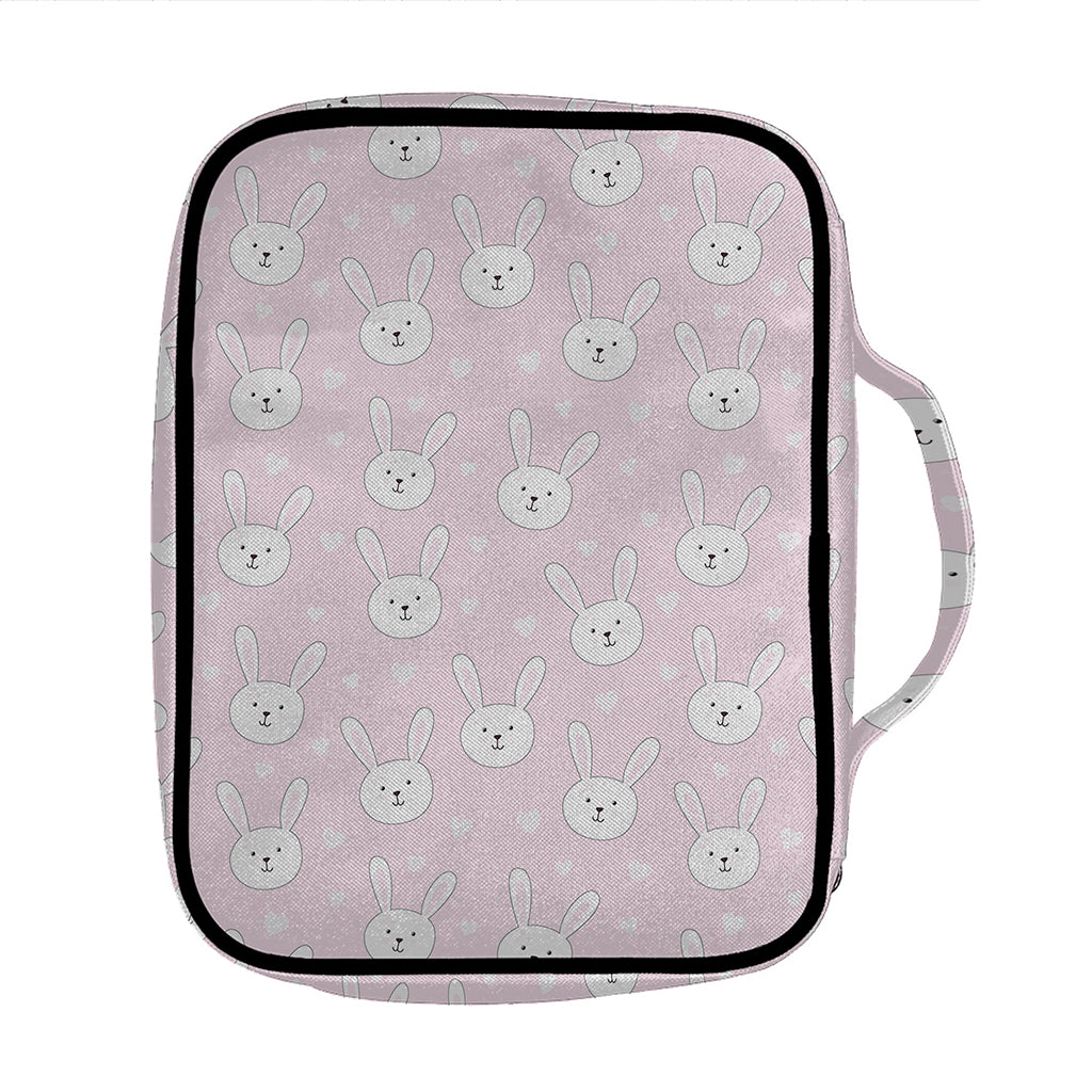 Pink Rabbit Pattern Print Front Pocket Bible Bag