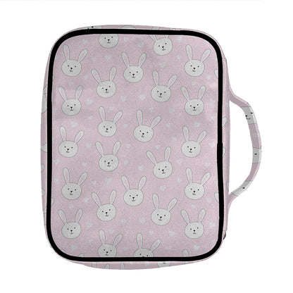 Pink Rabbit Pattern Print Front Pocket Bible Bag