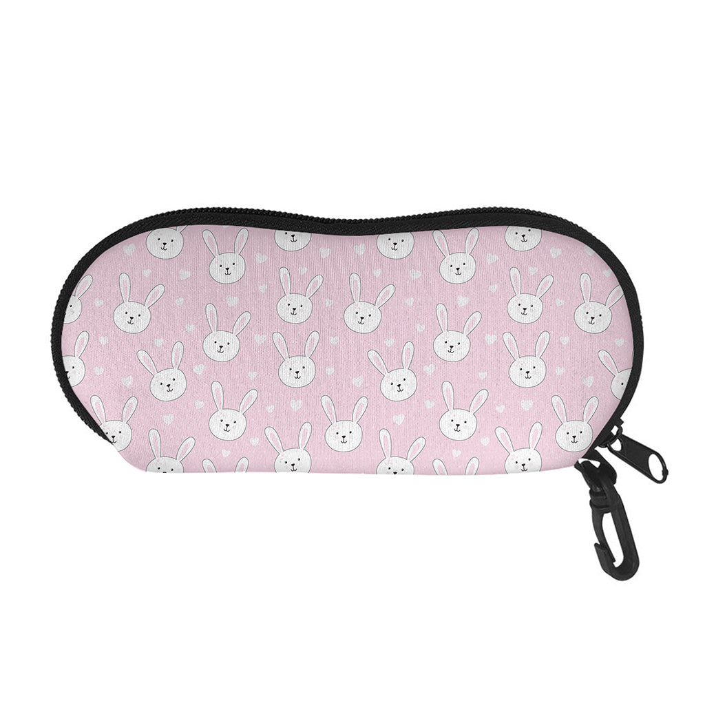 Pink Rabbit Pattern Print Glasses Case
