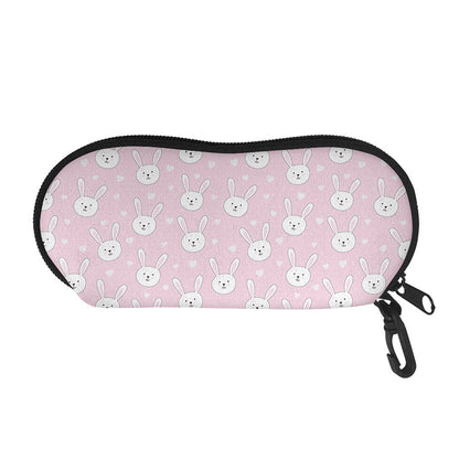 Pink Rabbit Pattern Print Glasses Case