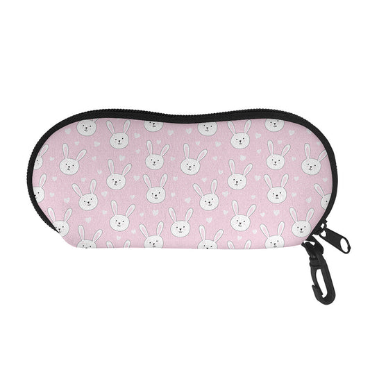 Pink Rabbit Pattern Print Glasses Case