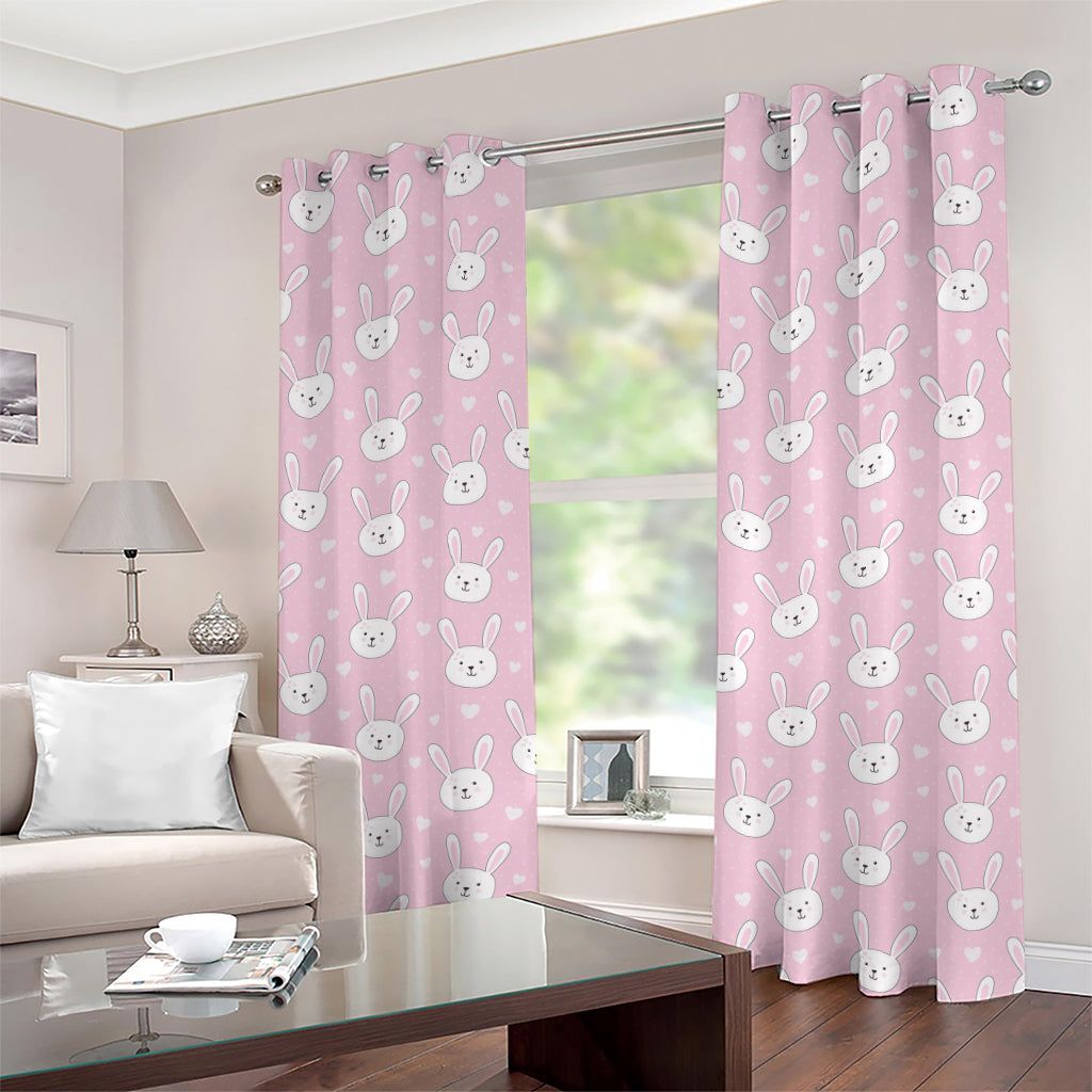 Pink Rabbit Pattern Print Grommet Curtains