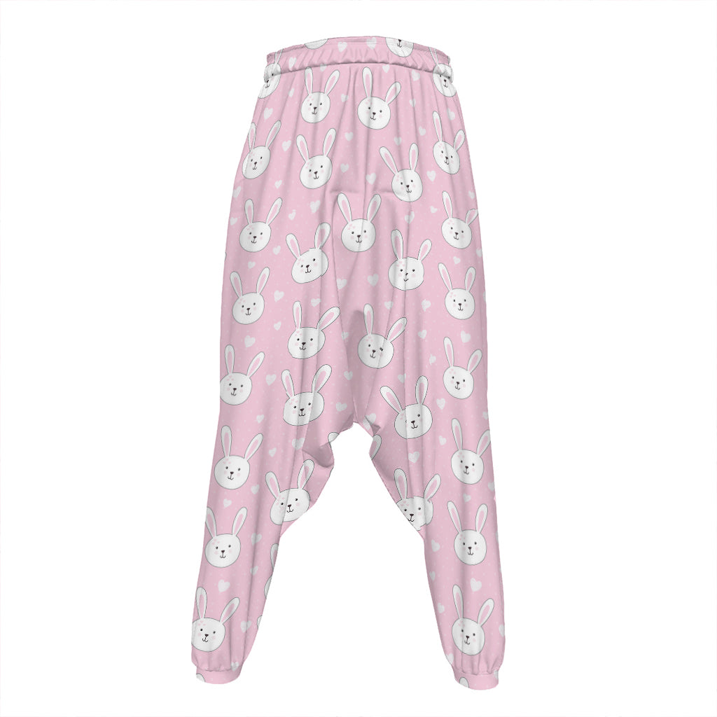 Pink Rabbit Pattern Print Hammer Pants