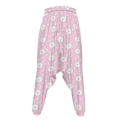 Pink Rabbit Pattern Print Hammer Pants