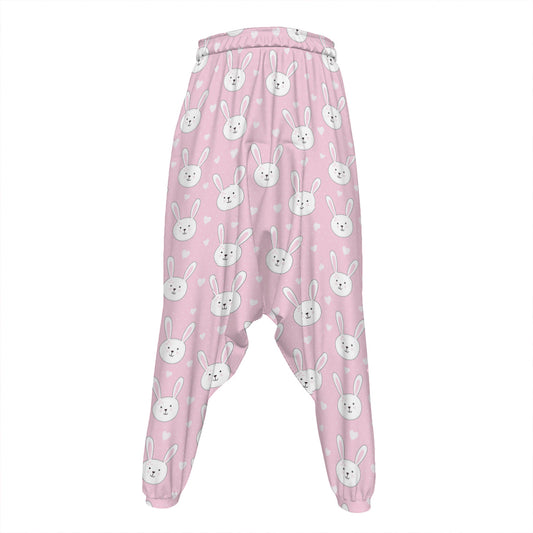 Pink Rabbit Pattern Print Hammer Pants