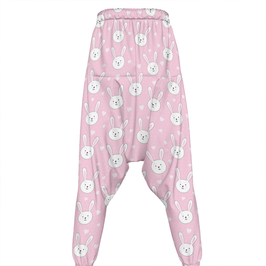 Pink Rabbit Pattern Print Hammer Pants