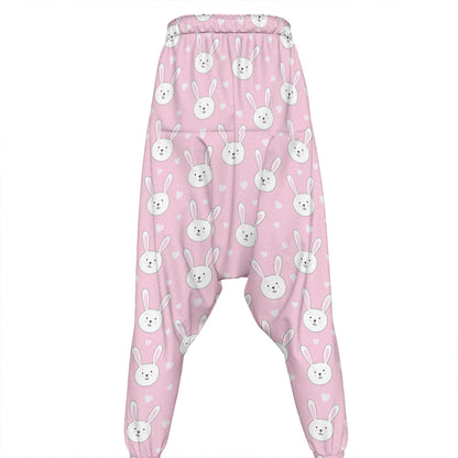 Pink Rabbit Pattern Print Hammer Pants