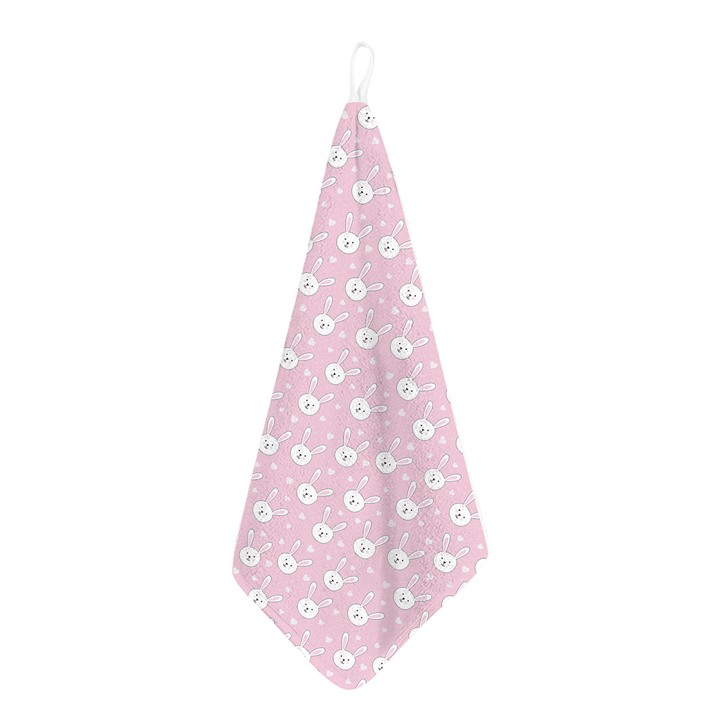 Pink Rabbit Pattern Print Hand Towel