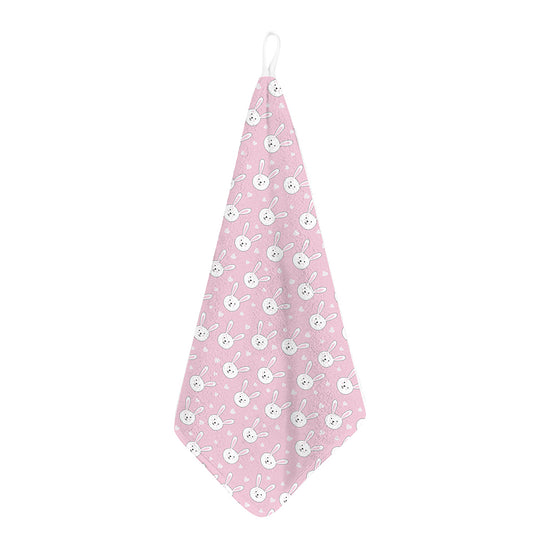 Pink Rabbit Pattern Print Hand Towel