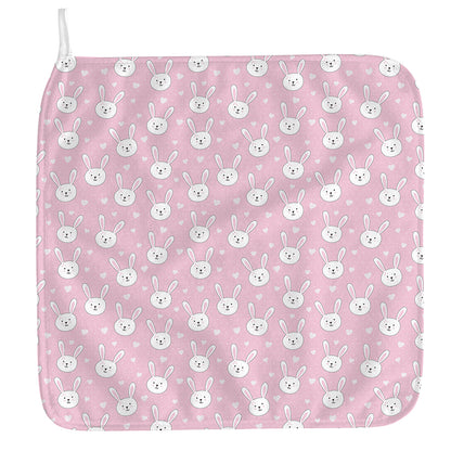 Pink Rabbit Pattern Print Hand Towel
