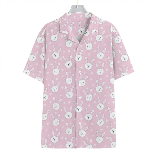 Pink Rabbit Pattern Print Hawaiian Shirt