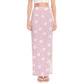 Pink Rabbit Pattern Print High Slit Maxi Skirt