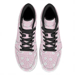 Pink Rabbit Pattern Print High Top Leather Sneakers
