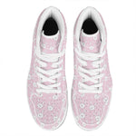 Pink Rabbit Pattern Print High Top Leather Sneakers