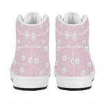 Pink Rabbit Pattern Print High Top Leather Sneakers