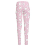 Pink Rabbit Pattern Print High-Waisted Pocket Leggings