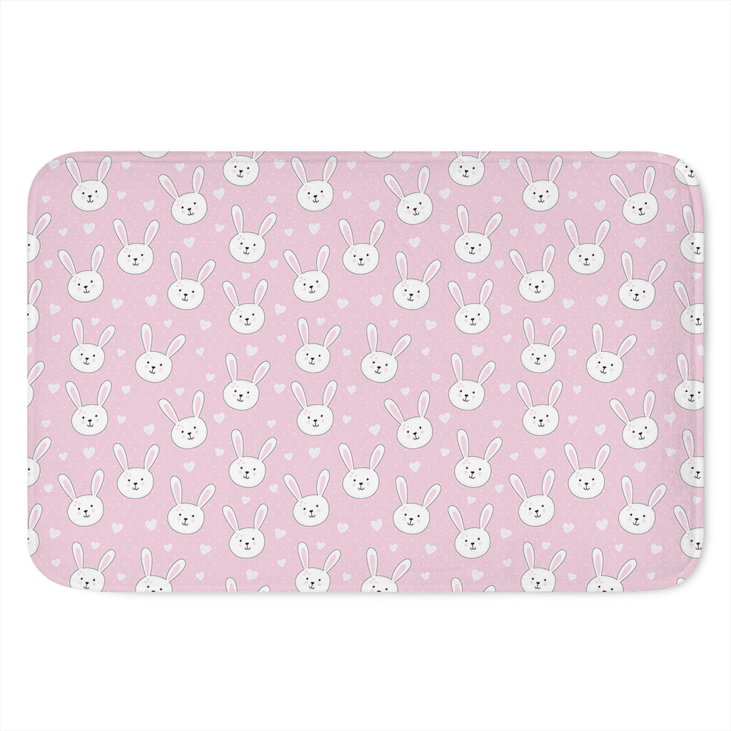 Pink Rabbit Pattern Print Indoor Door Mat