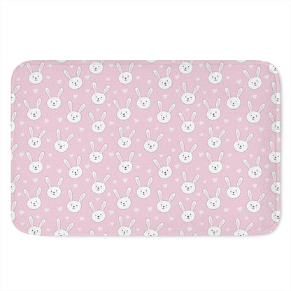 Pink Rabbit Pattern Print Indoor Door Mat