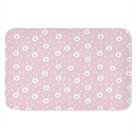 Pink Rabbit Pattern Print Indoor Door Mat