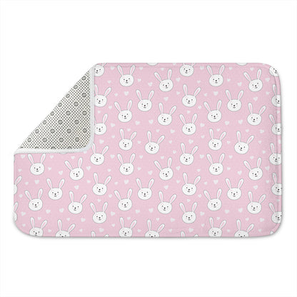 Pink Rabbit Pattern Print Indoor Door Mat