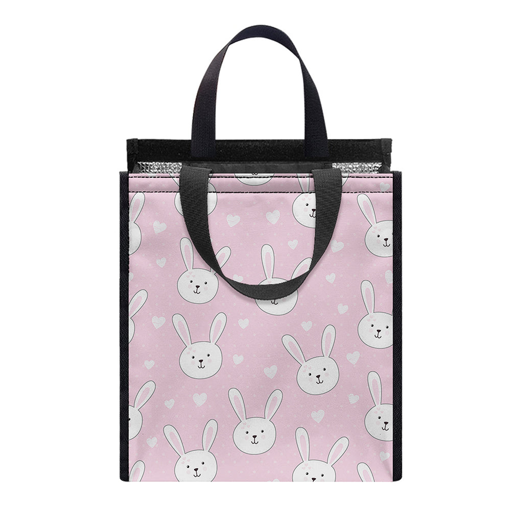 Pink Rabbit Pattern Print Insulated Lunch Tote
