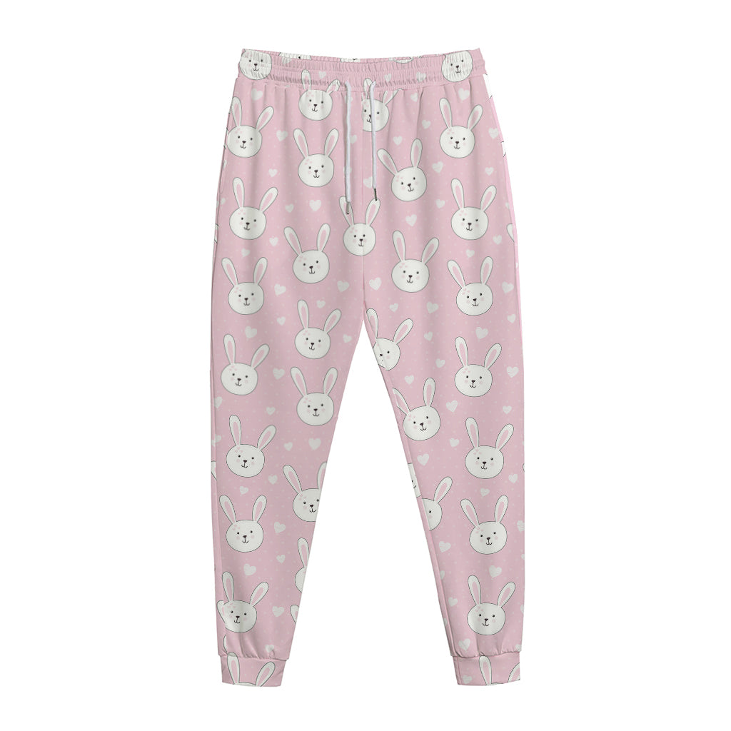 Pink Rabbit Pattern Print Jogger Pants