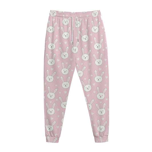 Pink Rabbit Pattern Print Jogger Pants