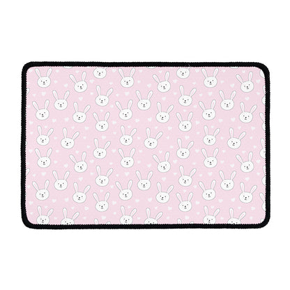 Pink Rabbit Pattern Print Kitchen Mat