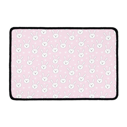 Pink Rabbit Pattern Print Kitchen Mat