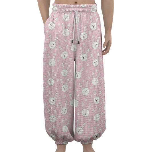 Pink Rabbit Pattern Print Lantern Pants