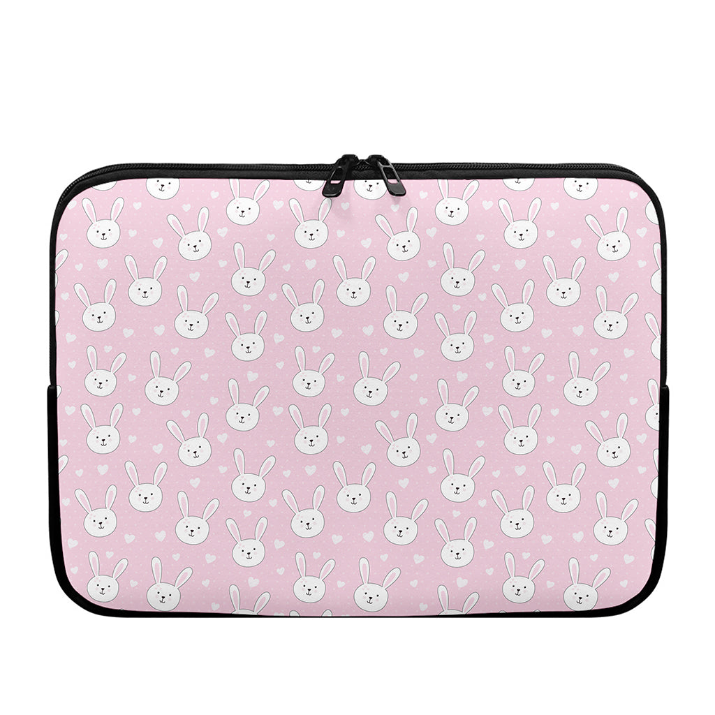 Pink Rabbit Pattern Print Laptop Sleeve