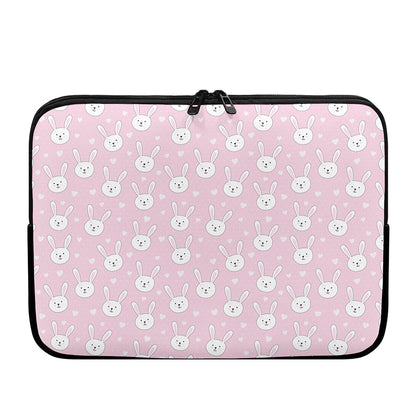 Pink Rabbit Pattern Print Laptop Sleeve
