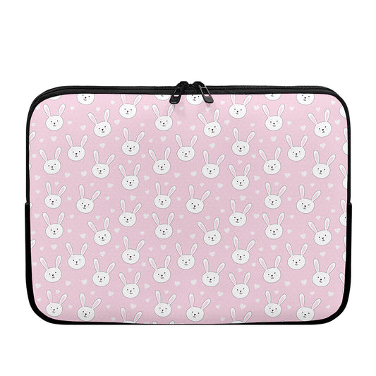 Pink Rabbit Pattern Print Laptop Sleeve