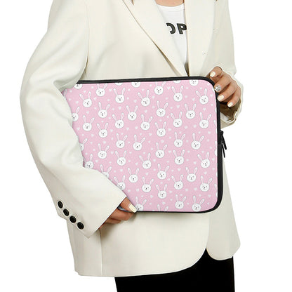 Pink Rabbit Pattern Print Laptop Sleeve
