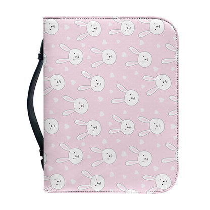 Pink Rabbit Pattern Print Leather Bible Cover