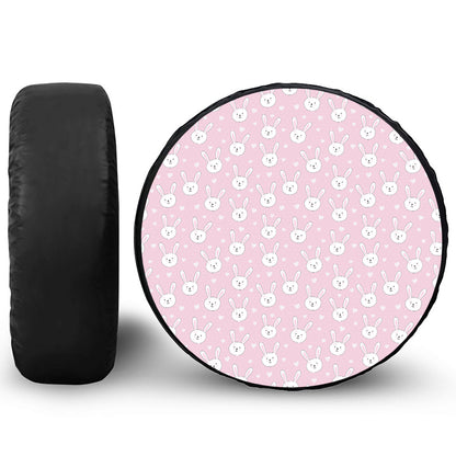 Pink Rabbit Pattern Print Leather Spare Tire Cover