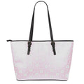 Pink Rabbit Pattern Print Leather Tote Bag With Zipper