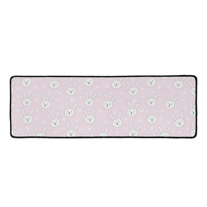 Pink Rabbit Pattern Print Long Kitchen Mat