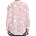 Pink Rabbit Pattern Print Long Sleeve Baseball Jersey