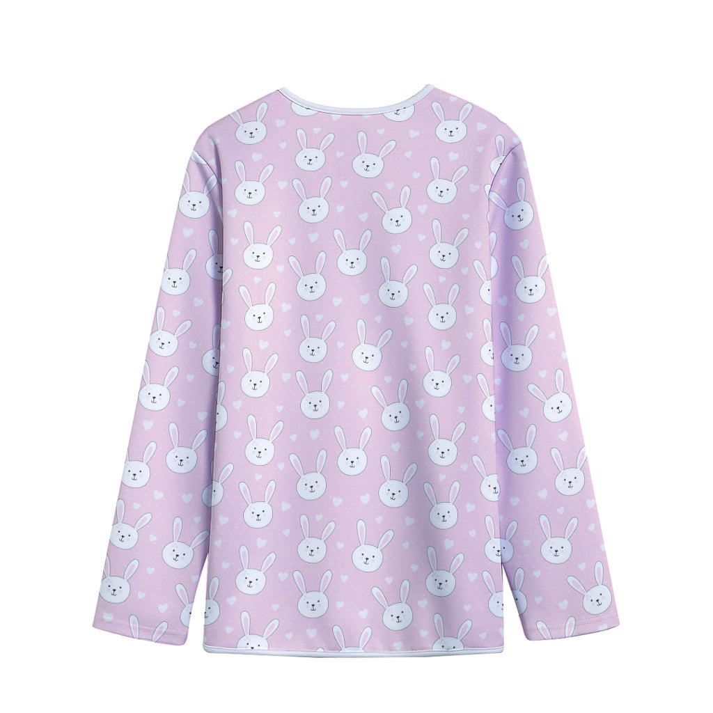 Pink Rabbit Pattern Print Long Sleeve Short Coat