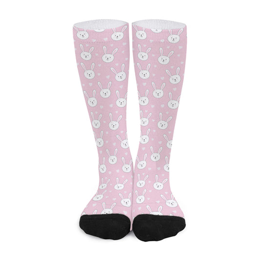 Pink Rabbit Pattern Print Long Socks