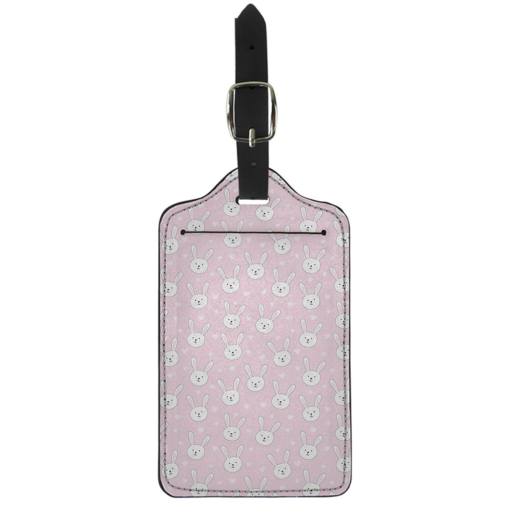 Pink Rabbit Pattern Print Luggage Tag