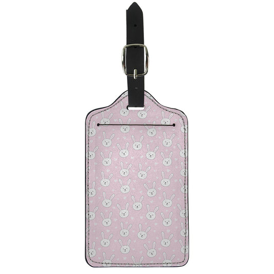 Pink Rabbit Pattern Print Luggage Tag