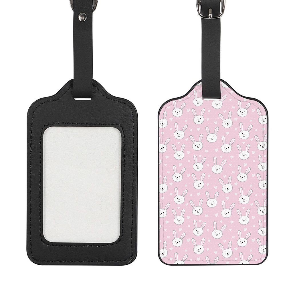 Pink Rabbit Pattern Print Luggage Tag