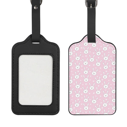 Pink Rabbit Pattern Print Luggage Tag