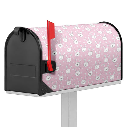 Pink Rabbit Pattern Print Mailbox Cover
