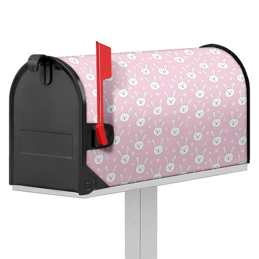 Pink Rabbit Pattern Print Mailbox Cover