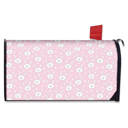 Pink Rabbit Pattern Print Mailbox Cover