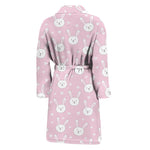 Pink Rabbit Pattern Print Men's Bathrobe