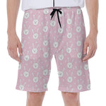 Pink Rabbit Pattern Print Men's Beach Shorts